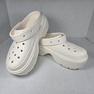 Crocs Stomp Rubber Chunky Block Heel Platform Clog Sandal Size M8 W10